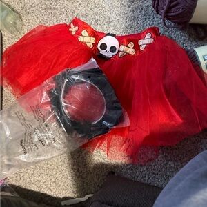🦋🐣Red Skull Tutu Costume Skirt with Angel Halo